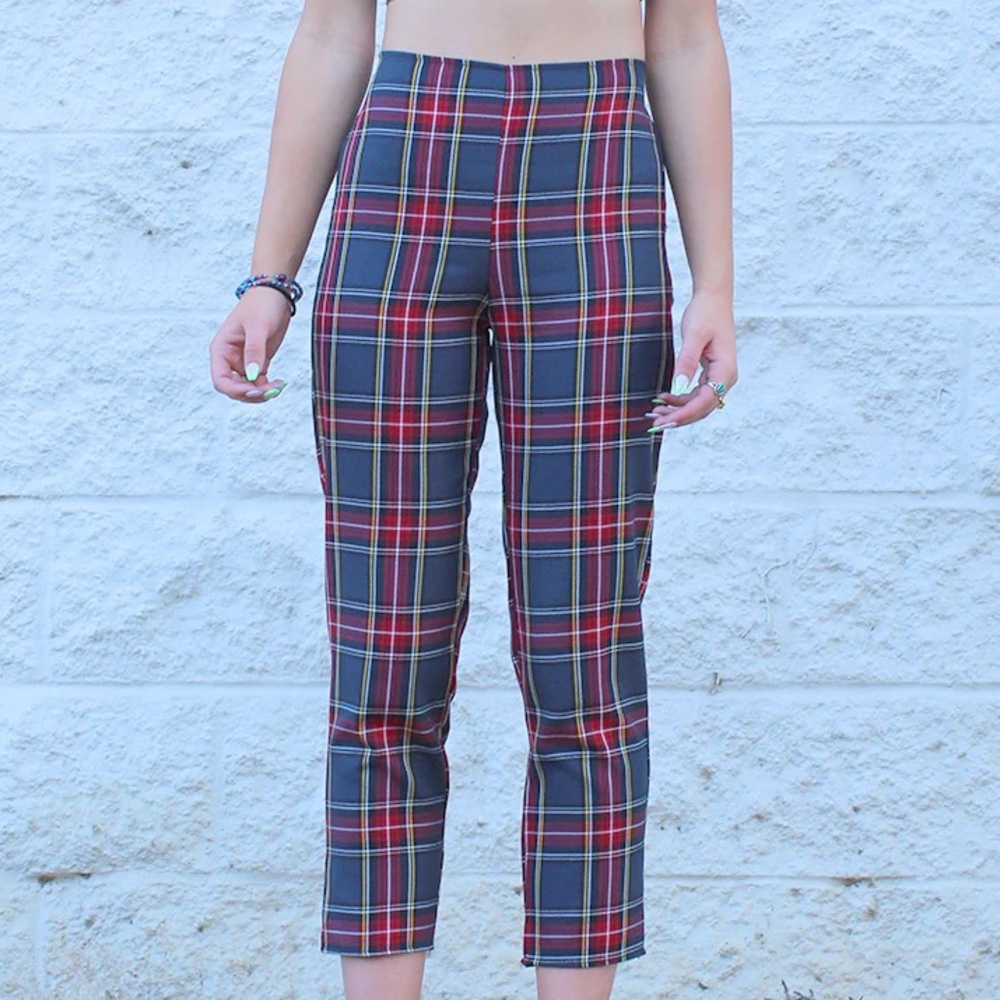 ✠ Purrrshop Tartan / Plaid High-waisted Ankle Cut Pants ✠